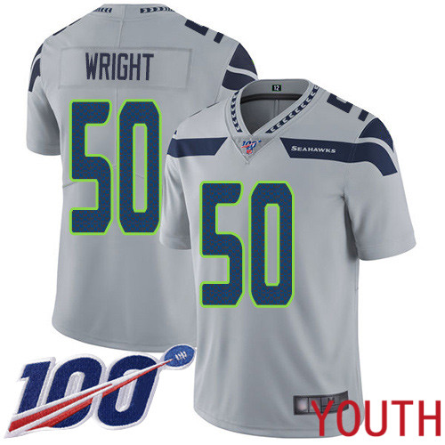 Seattle Seahawks Limited Grey Youth K.J. Wright Alternate Jersey NFL Football #50 100th Season Vapor Untouchable->youth nfl jersey->Youth Jersey